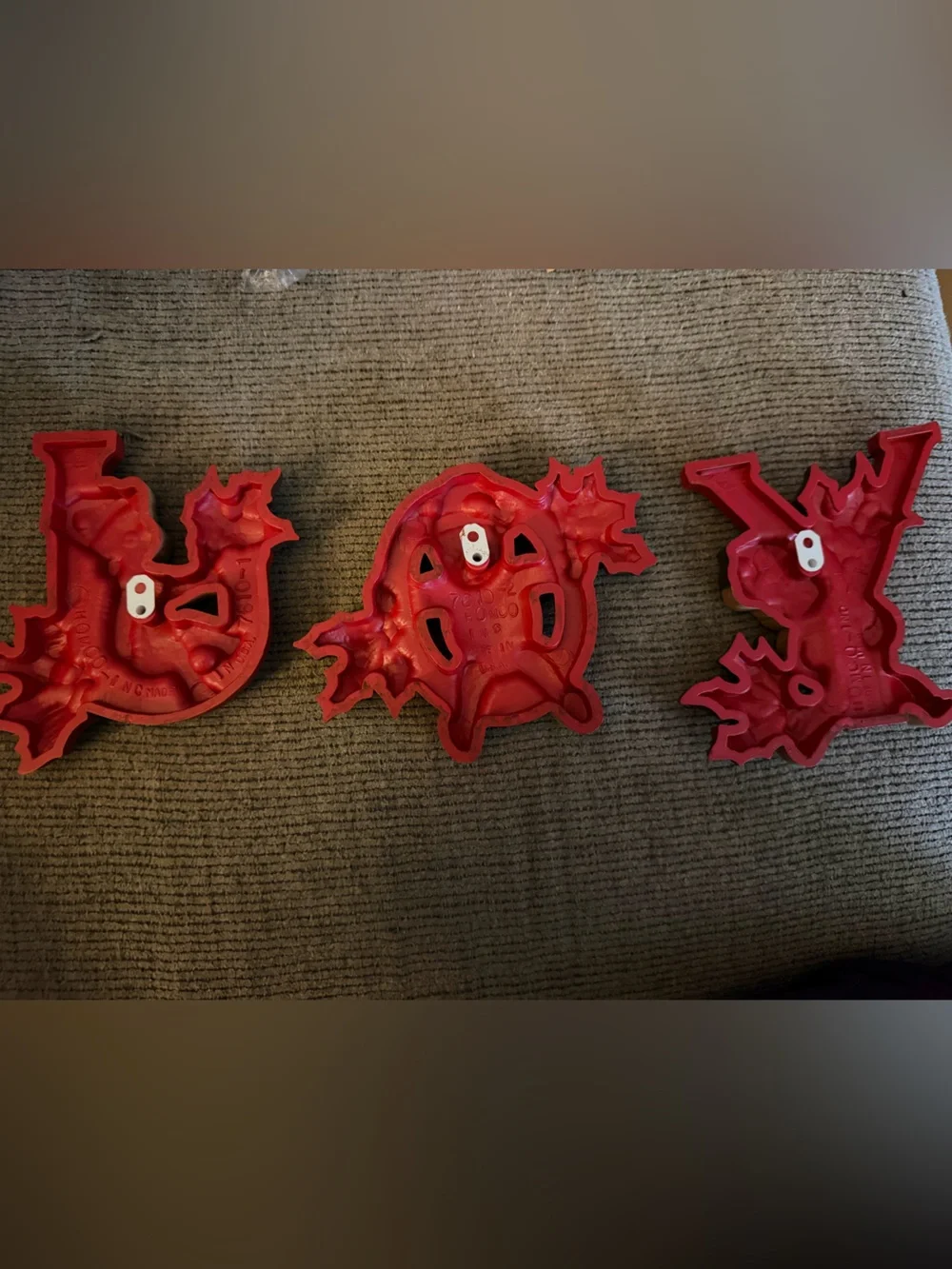 Homco Red and Green Teddy JOY Wall Letters